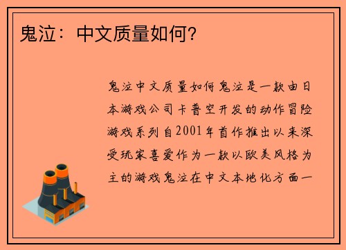 鬼泣：中文质量如何？